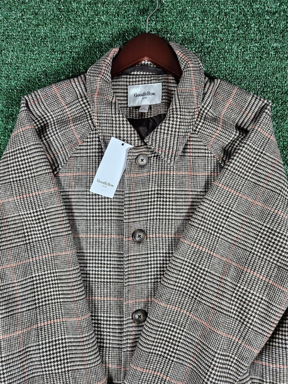 NWT Goodfellow & Co Glen Plaid Overcoat Trench / Mens Size Large - Picture 6 of 14